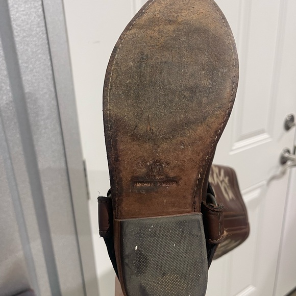 LIBERTY Black Dark Brown Boots with Light Embroidery - Picture 4 of 8